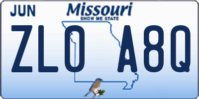 MO license plate ZL0A8Q