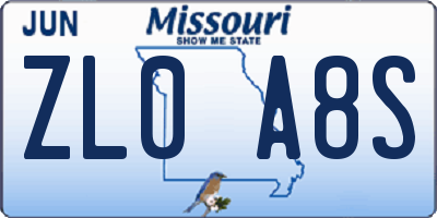 MO license plate ZL0A8S