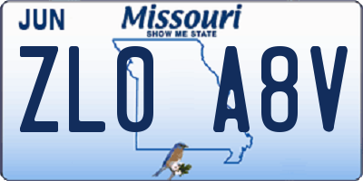 MO license plate ZL0A8V