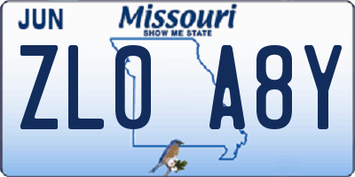 MO license plate ZL0A8Y