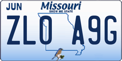 MO license plate ZL0A9G