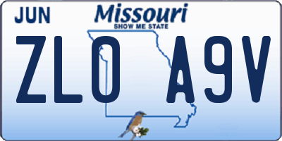 MO license plate ZL0A9V