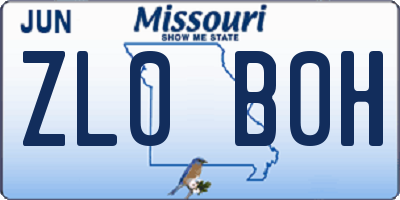 MO license plate ZL0B0H