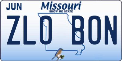 MO license plate ZL0B0N
