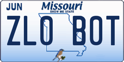 MO license plate ZL0B0T