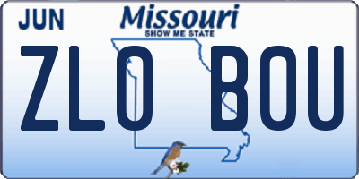 MO license plate ZL0B0U