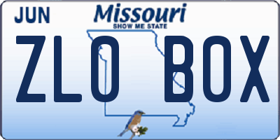 MO license plate ZL0B0X