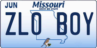 MO license plate ZL0B0Y
