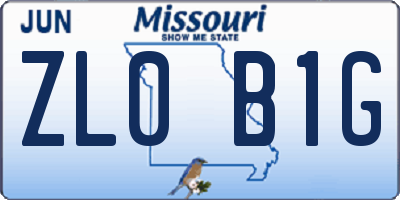 MO license plate ZL0B1G