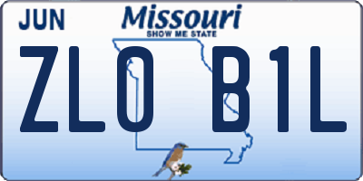 MO license plate ZL0B1L