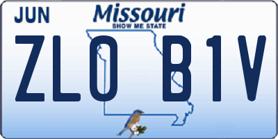 MO license plate ZL0B1V