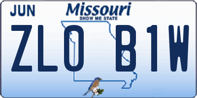 MO license plate ZL0B1W