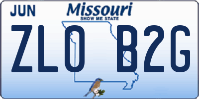 MO license plate ZL0B2G