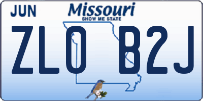 MO license plate ZL0B2J
