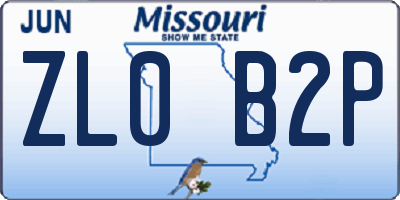 MO license plate ZL0B2P