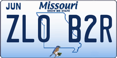 MO license plate ZL0B2R