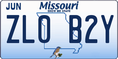 MO license plate ZL0B2Y