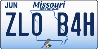 MO license plate ZL0B4H