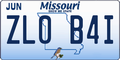 MO license plate ZL0B4I