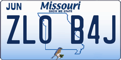 MO license plate ZL0B4J