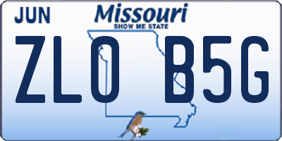 MO license plate ZL0B5G
