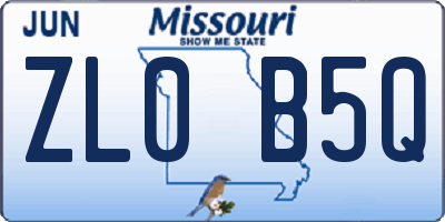 MO license plate ZL0B5Q