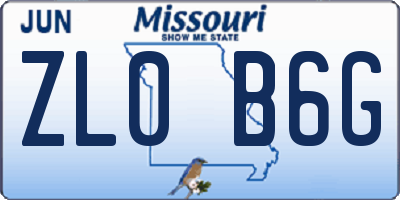 MO license plate ZL0B6G