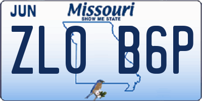 MO license plate ZL0B6P