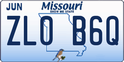 MO license plate ZL0B6Q