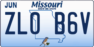 MO license plate ZL0B6V