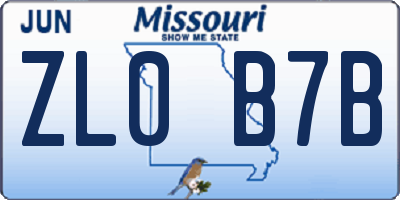 MO license plate ZL0B7B