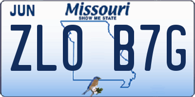 MO license plate ZL0B7G