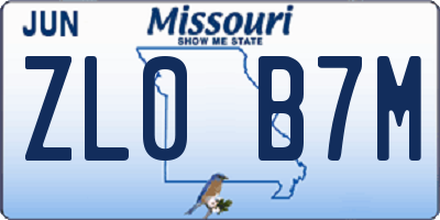 MO license plate ZL0B7M