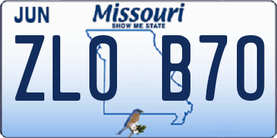 MO license plate ZL0B7O