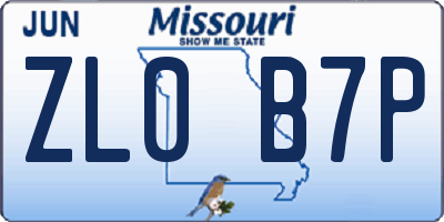 MO license plate ZL0B7P