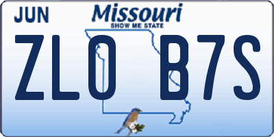 MO license plate ZL0B7S