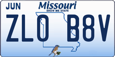 MO license plate ZL0B8V