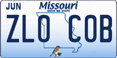 MO license plate ZL0C0B
