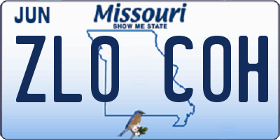 MO license plate ZL0C0H