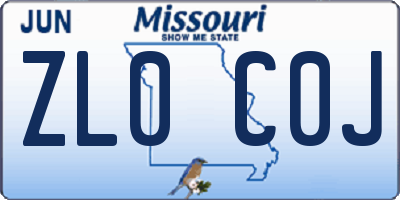 MO license plate ZL0C0J