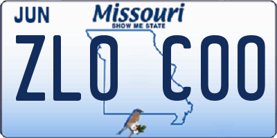 MO license plate ZL0C0O