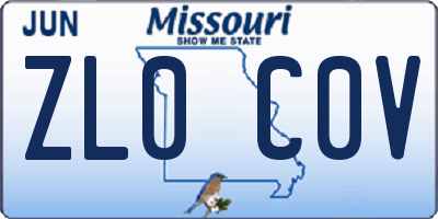 MO license plate ZL0C0V