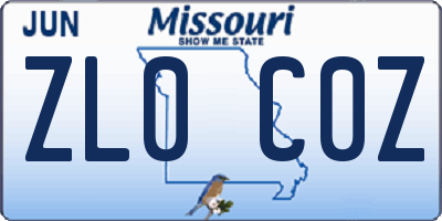 MO license plate ZL0C0Z