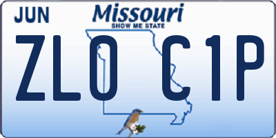 MO license plate ZL0C1P