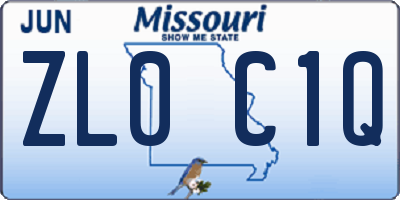 MO license plate ZL0C1Q