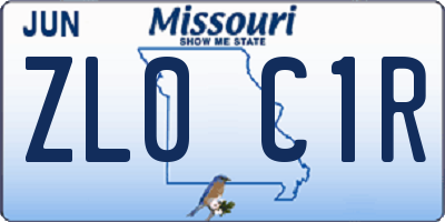 MO license plate ZL0C1R