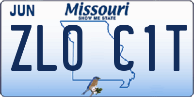 MO license plate ZL0C1T