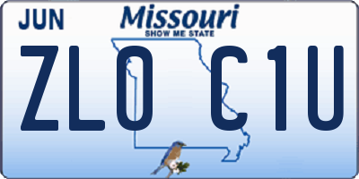 MO license plate ZL0C1U