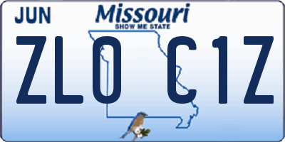 MO license plate ZL0C1Z