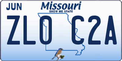 MO license plate ZL0C2A